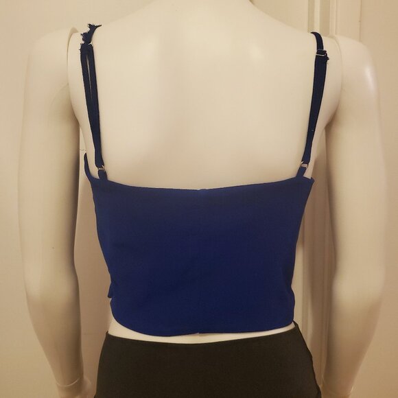 Blue Spaghetti Strapped Cropped Tank Top - Picture 2 of 3